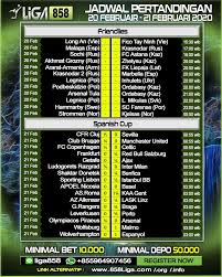 Jadwal Pertandingan Sepak Bola 20 21 Feb 2020 Di 2020 Sepak Bola