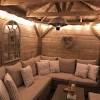 A classic cottage bungalow decorated for summertime in red, white and nautical navy blue. 1