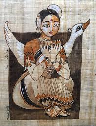 So she is always adorned in white clothes. Saraswati Mahalaya10 Deviseries Watercolor Papyrus Hindu Art Indian Paintings Krishna Art