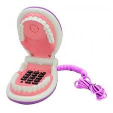South Sunny Funny Foldable Teeth Shape Wired Telephone Purple By Postbazaar Vintage Phones Teeth Shape Cell Phone Charms