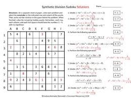 Synthetic Division Sudoku Synthetic Division Sudoku Division