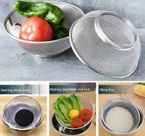 Yirtree Stainless Steel Rice Washing Bowl, Versatile 3-In-1 Colander and  Kitchen Strainer for Rice, Vegetables & Fruit