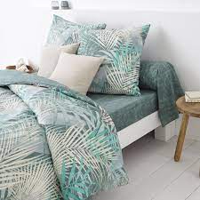 Housses de couettes blanches, roses, bleues, beiges, multicolores : Housse De Couette Coton Alizee Vert 3 Suisses