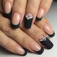 Find this pin and more on nails by abigail olan. Matte Black Nails With Glitter Tips Matte