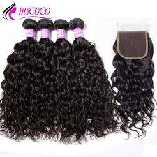 Brazilian Water Wave Hair 4 Bundles With Lace Closure Brazilian Water Wave Human Hair