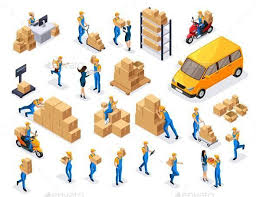 Isometric Warehouse Workers Delivery Service Warehouse Worker Isometric Delivery Service