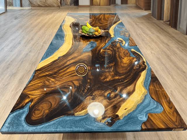 Epoxy Live Edge Dining Table | Natural Timber Stone