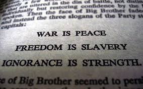 Ingsoc War Is Peace Freedom Is Slavery Ignorance Is Strength Accadde Oggi Virgoletteblog 1984 Quotes George Orwell Slavery