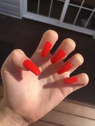 Red Orange Acrylic Coffin Nails Red Acrylic Nails Orange Acrylic Nails Red Orange Nails Blood red cherry is a stunning pice of work.