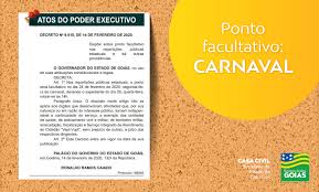 Paixão de cristo (feriado nacional) Governo De Goias Decreta Ponto Facultativo No Feriado De Carnaval Casa Civil