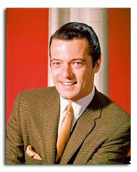 Robert Goulet with Carol Lawrence, his wife, in Doctor's Hospital, New York  City in 1966 following the birth of son Michael.