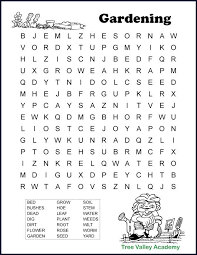 Some of these are just for fun, but a topic can also introduce essential vocabulary that on each page you will find a link to print the puzzle and another to print the answers. Printable Gardening Word Search For Kids Tree Valley Academy Free Printable Word Searches Printable Puzzles For Kids Kids Word Search