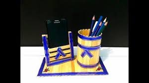 Cara Mudah Membuat Tempat Pensil Dan Stand Smartphone Dari Stik Es Krim Youtube