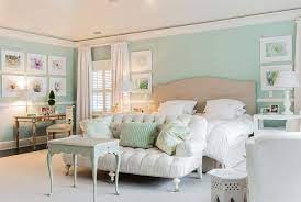 This is a gorgeous duvet set with lovely fresh colours of soft lime pale green white and soft grey. Classic Family Home With Coastal Interiors Home Bunch An Interior Design Luxury Homes Blog Mint Green Bedroom Mint Bedroom Master Bedrooms Decor