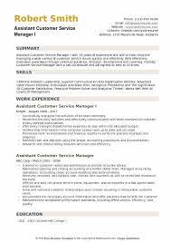 Assistant Customer Service Manager Resume Samples Qwikresume