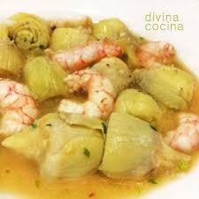 Existen infinidad de recetas elaboradas a partir de estos alimentos. Alcachofas Con Langostinos Receta De Divina Cocina