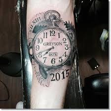 Some have a strong preference for men's tattoos with family names in them, allowing your artist to incorporate additional meaningful images into your. 75 Brilliant Pocket Watch Tattoo Designs Ever Made Spiritustattoo Com Pocket Watch Tattoo Design Watch Tattoos Pocket Watch Tattoos