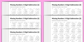 Students can use math worksheets to master a math skill through practice, in a study group or for peer tutoring. Subtraction 3 Digit Missing Numbers Differentiated Worksheet Worksheet