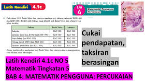 Jawapan buku teks matematik tambahan tingkatan 4 kssm 2020 bab 1 fungsi latih diri 1.3 menentukan imej atau objek bagi suatu f. Kssm Matematik Tingkatan 5 Latih Kendiri 4 1c No5 Bab 4 Matematik Pengguna Percukaian Buku Teks Youtube