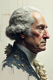 a hyperrealism portrait of president george washington with the united  states