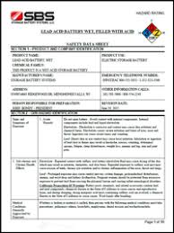 sds msds sheets storage battery systems