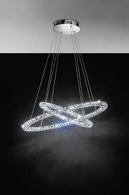 Eglo Led Chandelier Toneria Two Crystal Clear Glass Rings Polished Chrome Ceiling Plate Ceiling Lights Ceiling Pendant Lights Eglo