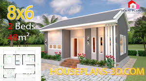 Studio, 1, 2 & 3 bedroom apartment floor plans: House Design Plans 8x6 With 2 Bedrooms House Plans 3d