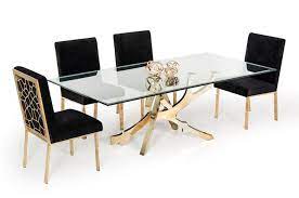 Lybo Modern Glass Gold Dining Table In 2021 Dining Table Gold Gold Dining Stainless Steel Dining Table