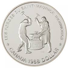 1988 Canadian 1 Saint Maurice Ironworks Quebec 250th Anniv Proof Silver Dollar Coin