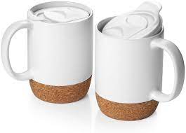 I would highly recommend it. Amazon Com Dowan Coffee Mugs Set Of 2 15 Oz Ceramic Mug With Insulated Cork Bottom And Splash Proof Lid Large Coffee Mug With Handle For Men Women Matte White Kitchen Dining