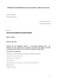 Modèle préavis logement 3 mois. Resiliation Bail D Habitation Par Le Locataire Avec Preavis 1 Mois Document Et Modele A Telecharger