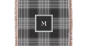 Black And White Checkered Throw Blanket Modern Black White Tartan Checkered Monogram Throw Blanket Modern Gifts Cyo Gift Ideas Personalize Monogram Throw Blanket Throw Blanket Pattern Black Blanket