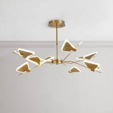 Ultra Modern Gold Chandelier Light 3 6 8 Light 18 36 48w Led Neutral Light Led Butterfly Chandelier In Frosted Shade For Living Room Restaurant Beautifulhalo Com