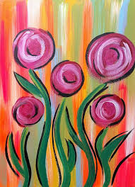 Colorful Flower Painting 9x12 Inch Painting Rose Painting Whimsical Flower Art Floral Wall Decor Flower Art Easy Flower Painting Rose Painting