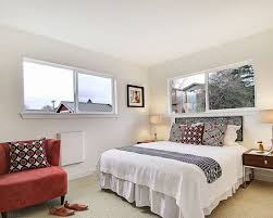 Horizontal Window Above Bed White Room Decor Feng Shui Bedroom Bedroom Design