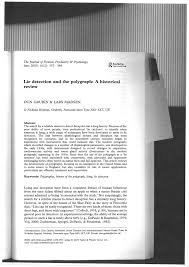 That's why they're not permitted in. Pdf Lie Detection And The Polygraph A Historical Review