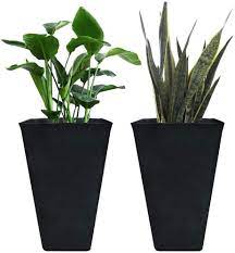 Tall scroll iron floor planter copper victorian indoor outdoor plant stand. Amazon Com Tall Planters 26 Inch Flower Pot Pack 2 Patio Deck Indoor Outdoor Garden Tree Planters Black Garden Outdoor