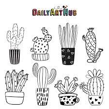 Add more paint for shadows. Black Hand Drawn Cactus Clip Art Set Daily Art Hub Free Clip Art Everyday