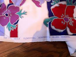 Vintage retro HEALS FABRIC 'Flowerfall' by GILLIAN HARDING 110" x 48