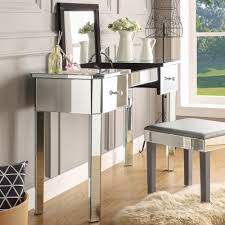A wide variety of mirrored vanity table options are available to you, such as general use, design style, and appearance. Inspired Home Addison Mirrored Makeup Vanity Table With 2 Drawers Overstock 20987746