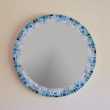 5 out of 5 stars. Mosaic Mirror In Blue Turquoise Silver White 50cm Round Etsy Mirror Design Wall Antique Mirror Wall Lighted Wall Mirror