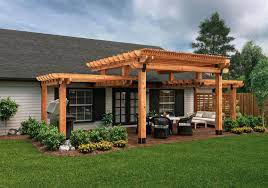 Sold in stores click here to go to backyard creations® 9.5' x 9.5' deluxe arched woodgrain pergola detail page Project Plans Curved Rafter Appeal Pergolas With Curves Outdoor Pergola Backyard Patio Pergola Patio