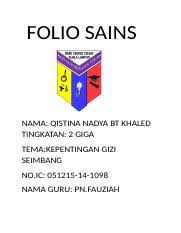 Senarai pbs band 6 untuk subjek sains tingkatan 2. Folio Sains 210719 Docx Folio Sains Nama Qistina Nadya Bt Khaled Tingkatan 2 Giga Tema Kepentingan Gizi Seimbang No Ic 05 Nama Guru Pn Fauziah Course Hero