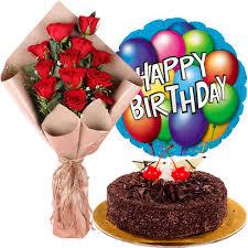 If you like the image happy birthday flower images with cake and other photos and images on this site, please share with friends Combo Gifts Flowers Cake With Balloon Red Roses And Chocolate Cake With Mylar Balloon