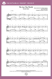 We Are The World By U S A For Africa Piano Sheet Music Rookie Level Piano Sheet Music Sheet Music Piano Sheet