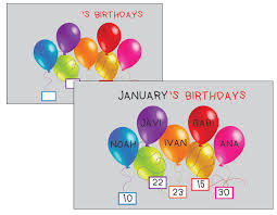 Printable Birthday Chart For Classroom Fellowes