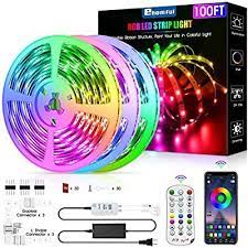 Amazon Com 100ft Led Strip Lights Rgb Led Light Strip With Bluetooth Remote App Controller Color Changing 5 Led Strip Lighting Led Light Strips Rgb Led Lights