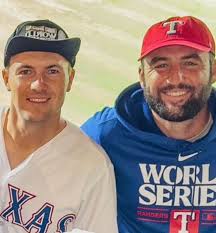 jordanspieth and @scottie.scheffler showing their Texas pride and rally  caps at the World Series. #worldseries #rallycap #rangers @mlb