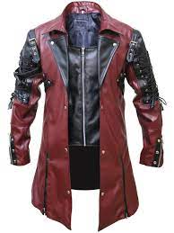 Pink Bomber Jacket Mens Steampunk Jacket Leather Jacket Men Gothic Men