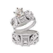 White Gold Trio Wedding Sets 14k White Gold Trio Three Piece Wedding Ring Set Horseshoe La Western Wedding Rings Favorite Engagement Rings Wedding Ring Sets